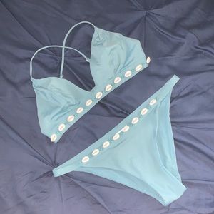 Shell blue bikini bottom